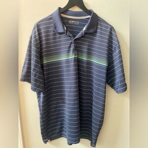 Nike Golf polo, blue with multi-color stripes, men’s size XL